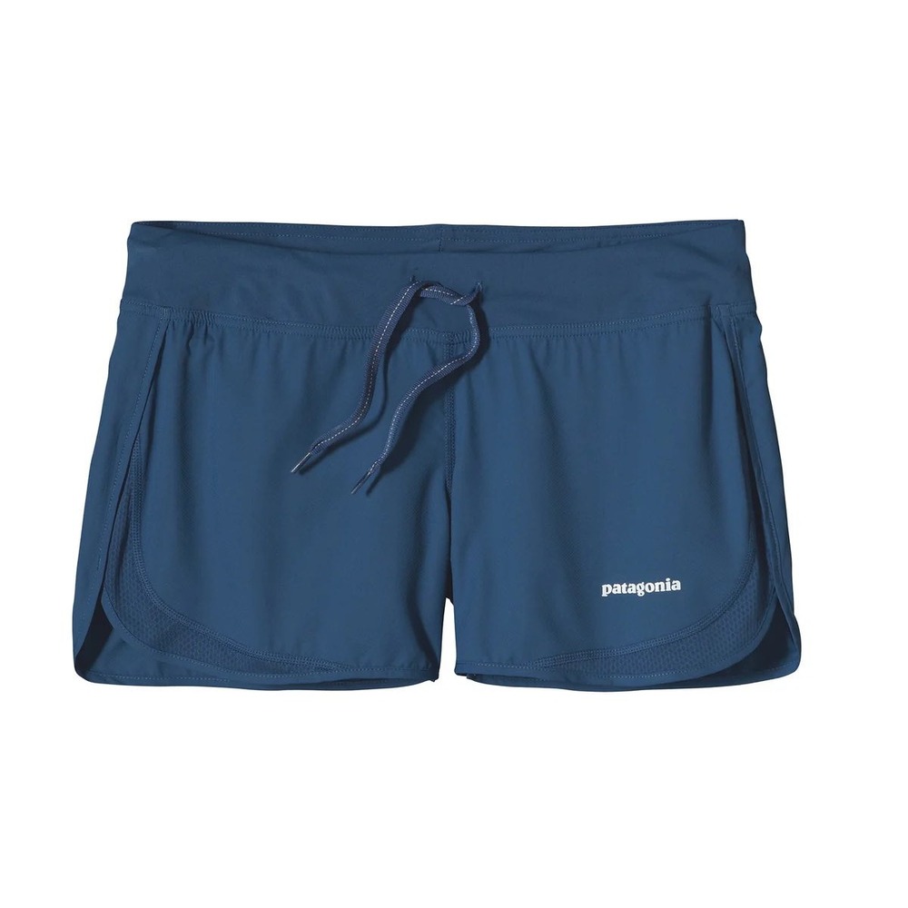 Patagonia Womens Strider Running Shorts Sz M Blue Activewear Athletic Lined 3"